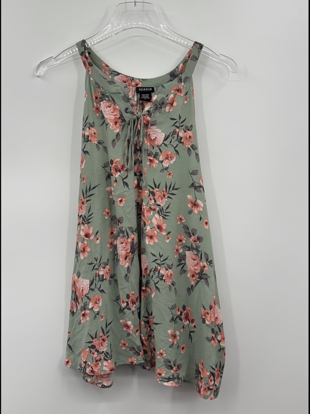 Torrid Women’s 1X Sage Green Floral Sleeveless Swing Top - Picture 2 of 5